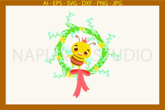 Bee Beautiful and Frame Flowers Svg: Graphics for Illustrations