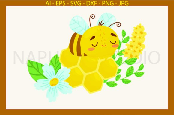 Bee Beautiful and Honey Flowers Svg Graphics & Illustrations