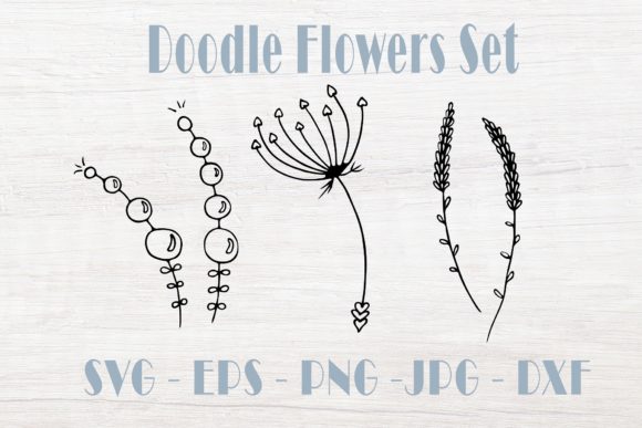 Doodle Flowers Clipart Graphic Set for Branding