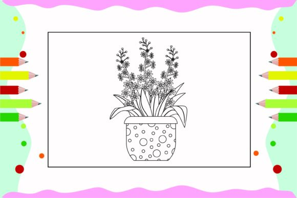 Flowers Coloring Pages for Kids 60 Graphics & Illustrations