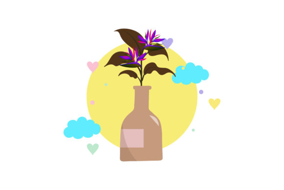 Flowers Creative Potted Plants Circle: A Fresh Graphic Design Asset for Modern Branding