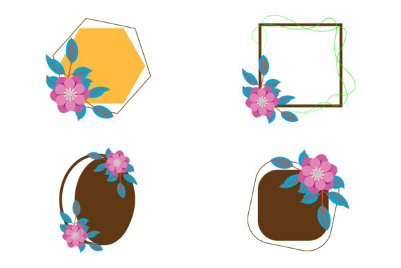 Frame Flowers Set Style Collection: Graphics & Illustrations for Editors