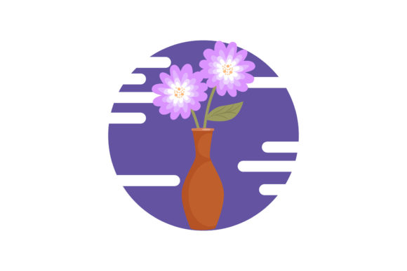 Purple Flowers Vector Icon for Graphics and Illustrations
