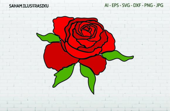 Rose Red Flowers Icon Stickers Svg for Graphics and Illustrations